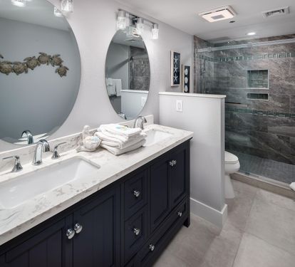 Master vanity and walk in shower