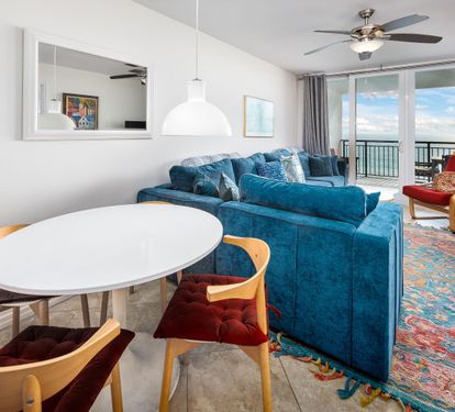 Dining area and living room