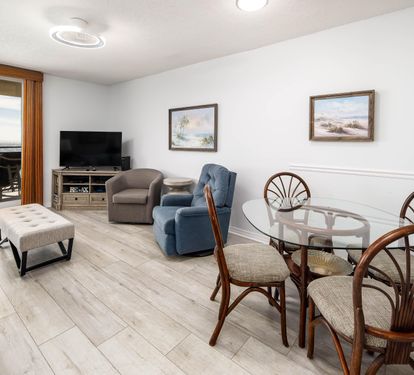 open living room and dining area