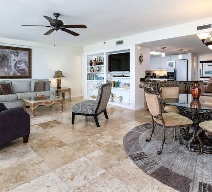 Open dining and living room area