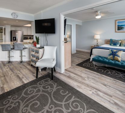 Pocket door divides master and living room