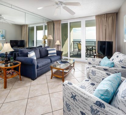 Living room with sofa bed and seating