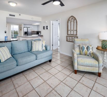 Sofa bed and chair in living room