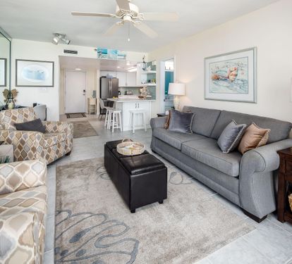 Open living room and bar seating