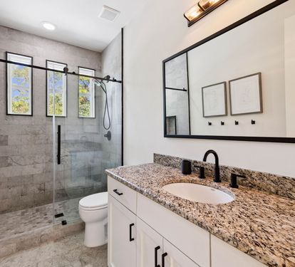 2nd Floor Shared Guest Bathroom - Single Vanity + Walk-In Shower