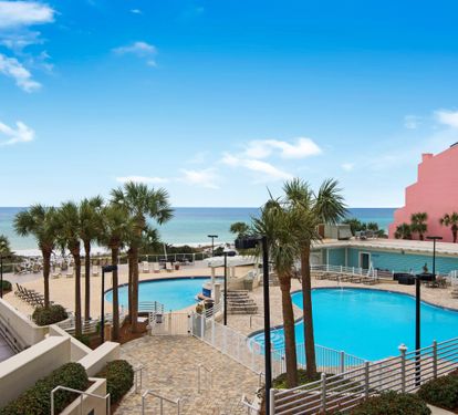 Pool, beach, and Gulf view from Tides Unit 202.