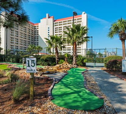 On-site mini golf included with the stay.