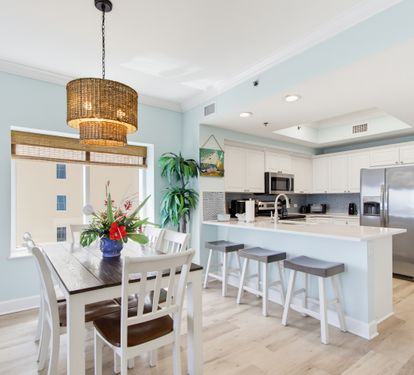 Dining area beside the updated kitchen and breakfast bar.